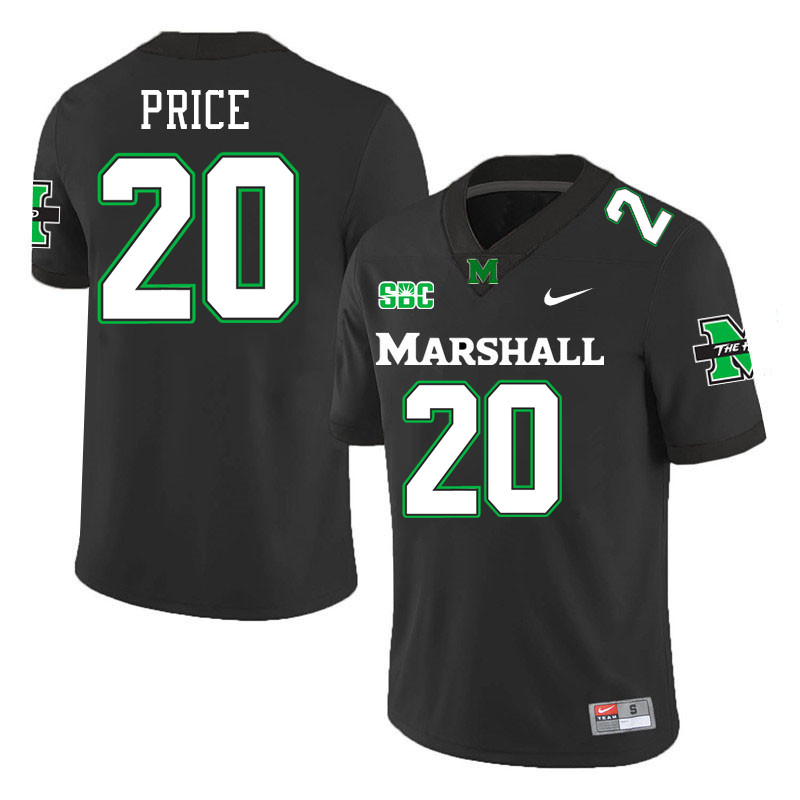 Marshall Thundering Herd #20 Judah Price College Football Jerseys Stitched-Black